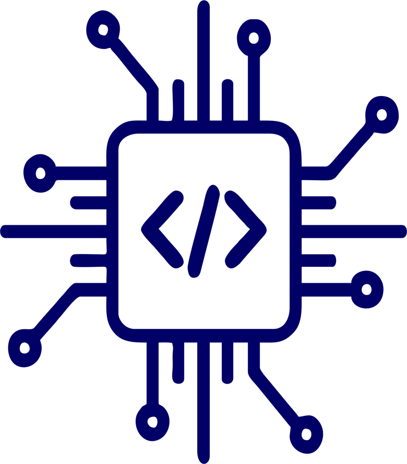 Ilustração de um chip com o símbolo de código