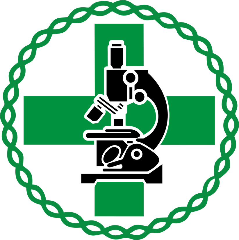 Símbolo da Biomedicina: microscópio sobre uma cruz verde